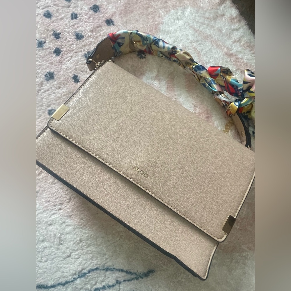 Aldo Beige Shoulder Bag with Colorful Strap